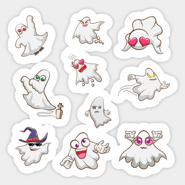 Blanket ghost stickers pack Sticker by Misfit04